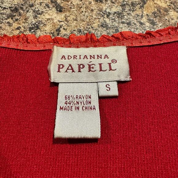 Adrianna Papell Top Vintage Y2K Coquette Girly Embellished Satin Trim Red Small - Picture 2 of 6